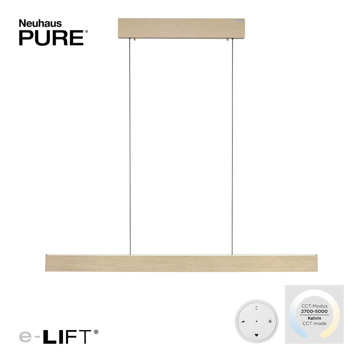 Neuhaus PURE E-Motion LED Pendelleuchte, Messing matt