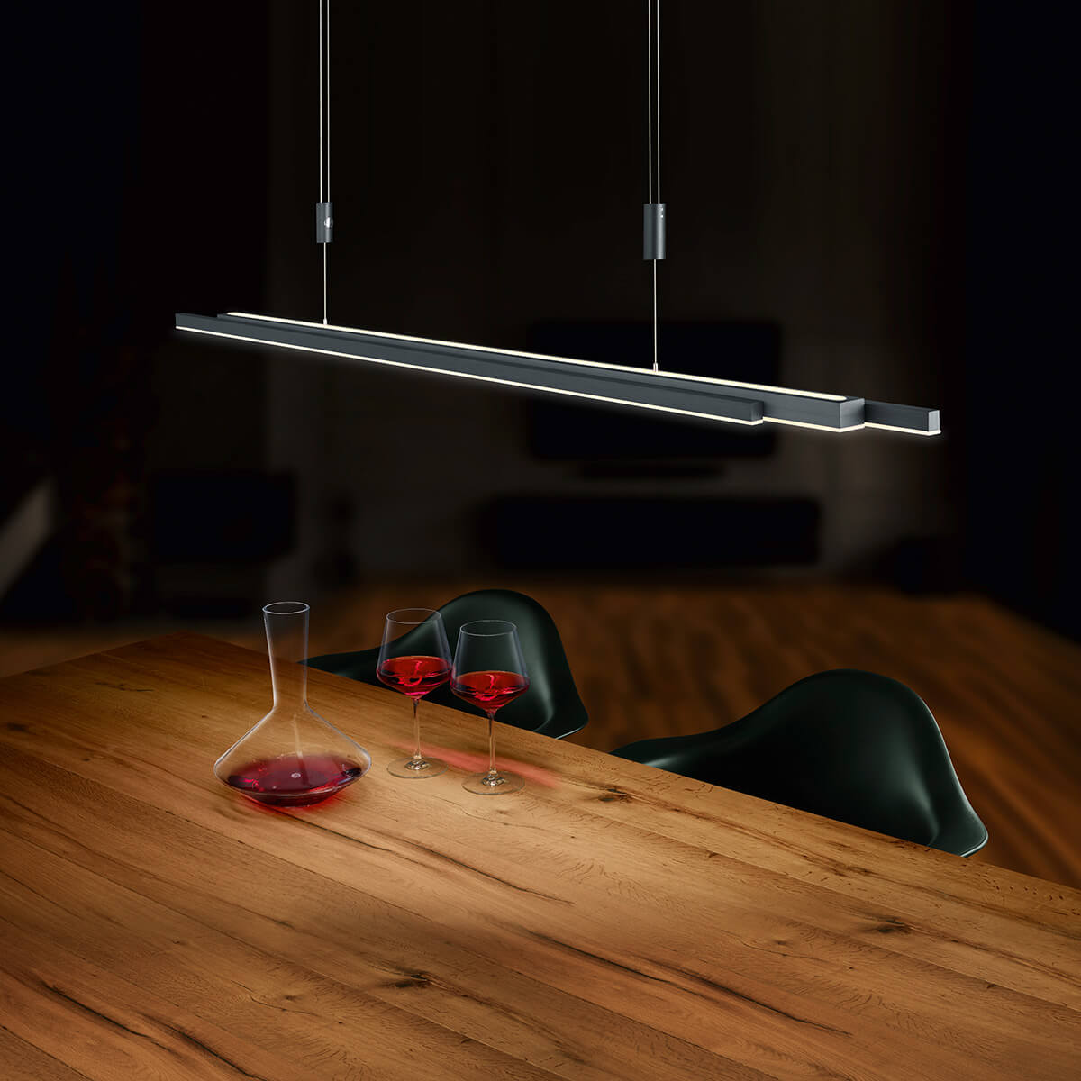 Bankamp Lightline II up & down LED Pendelleuchte, Vertical dim, anthrazit matt eloxiert