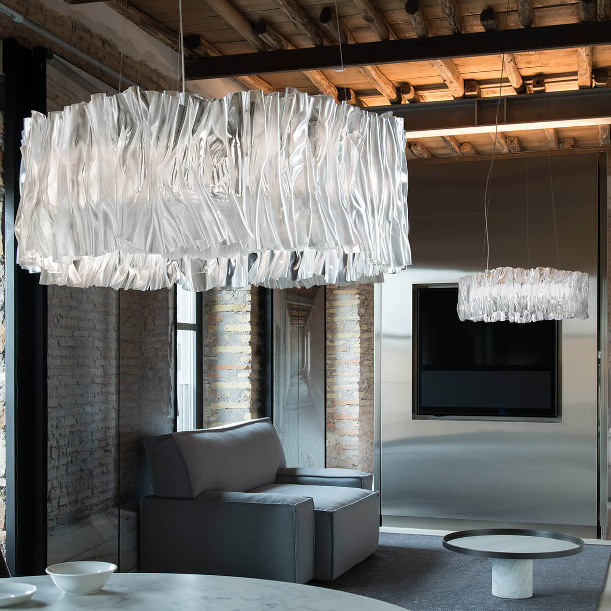 Slamp Accordéon LED Suspension, prisma silver (Silber)