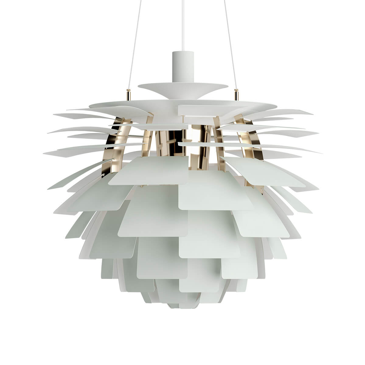 Louis Poulsen PH Artichoke 600 Pendelleuchte, Ø: 60 cm, Dusty green / Messing (ausgeschaltet)