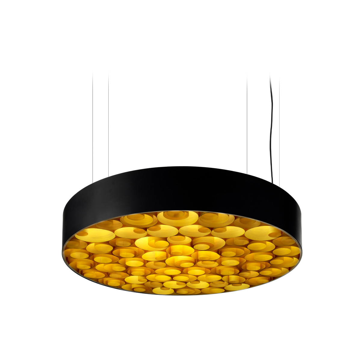 LZF Lamps Spiro Medium LED Pendelleuchte, äußerer Schirm: schwarz, innen: gelb