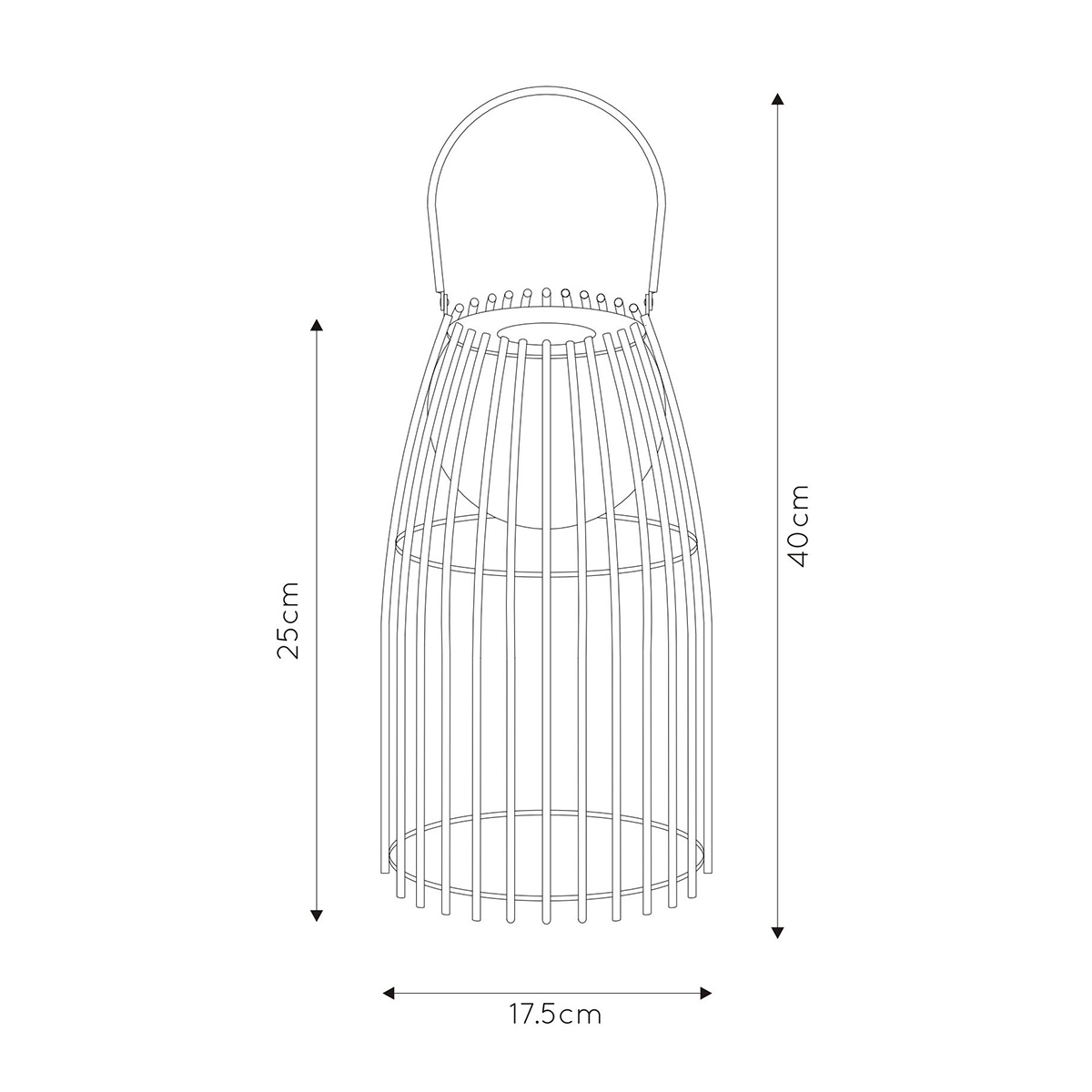 Lucide Fjara LED Akkutisch- / Pendelleuchte, Maßzeichnung