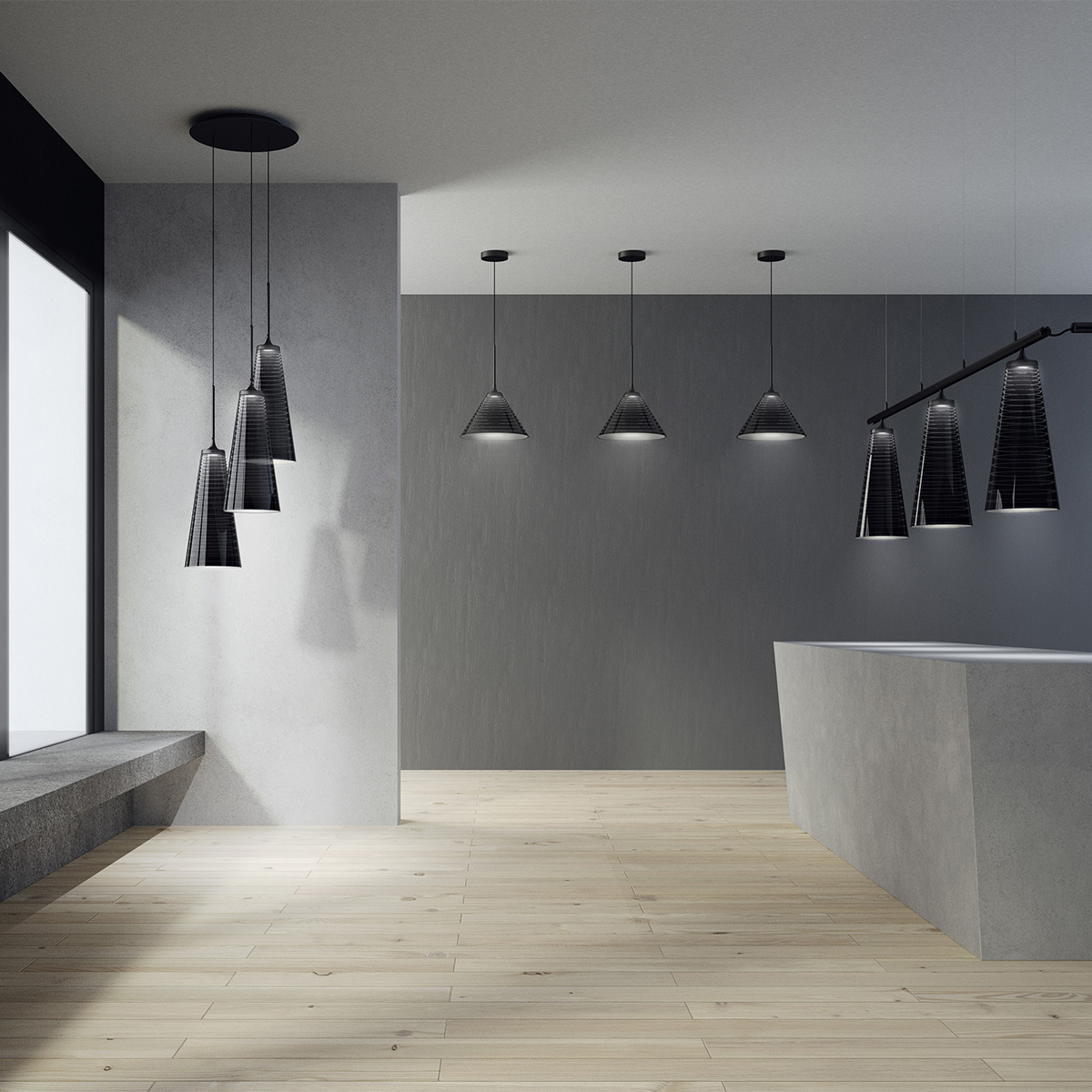 Artemide Look at Me, die Abbildung zeigt einen Teil der Leuchtenkollektion