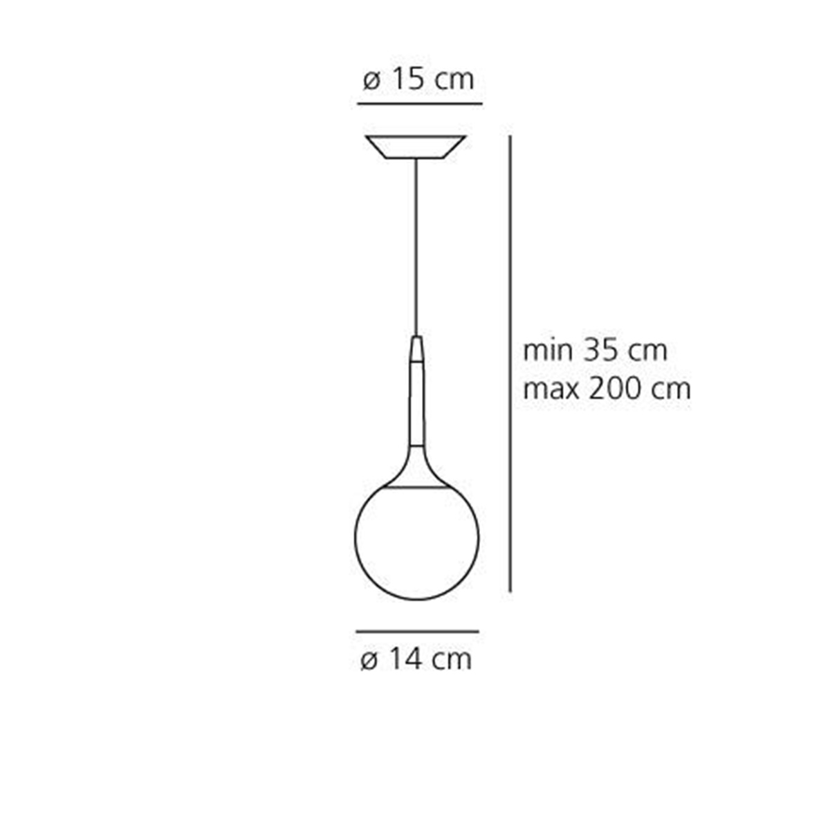 Artemide Design Castore Sospensione, Ø: 14 cm, weiß, Zeichnung