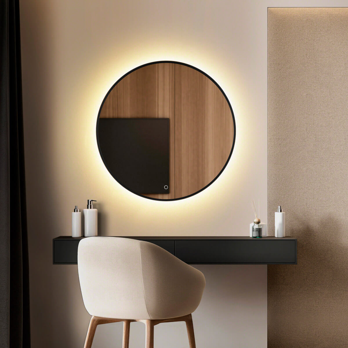 Helestra Vido LED Wandleuchte / Spiegel, Ø: 70 cm, Lichtaustritt indirekt
, schwarz