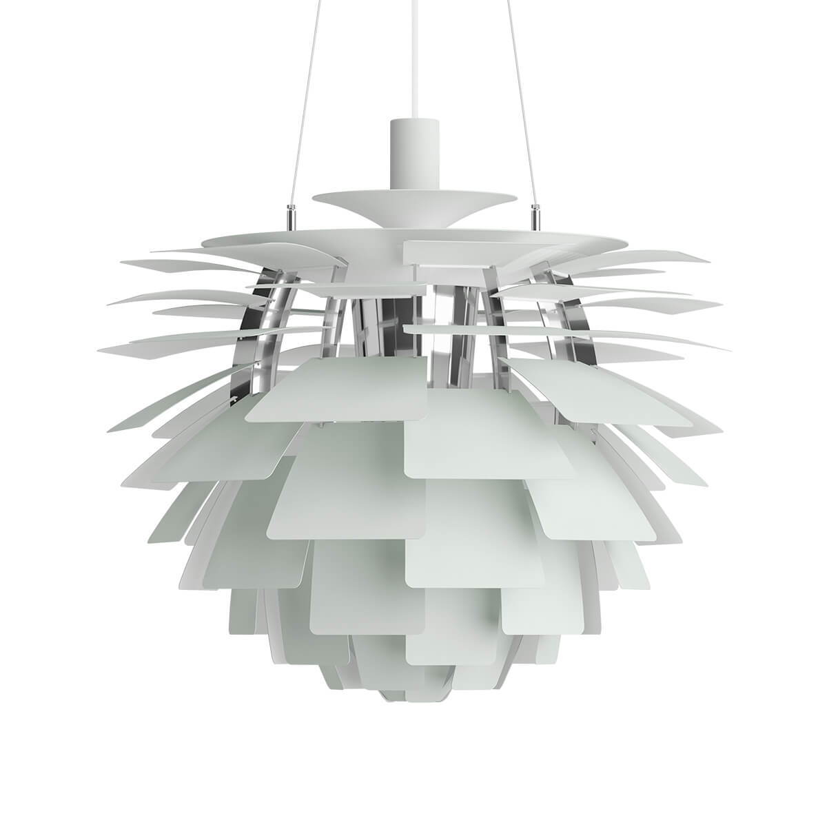 Louis Poulsen PH Artichoke 600 Pendelleuchte, Ø: 60 cm, Dusty green / Chrom (ausgeschaltet)
