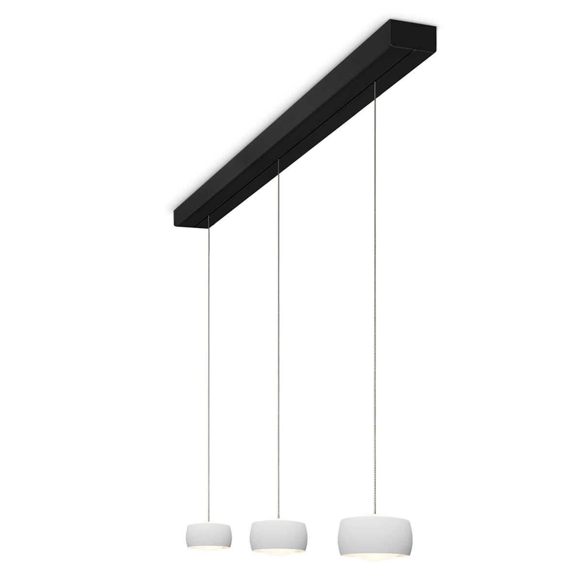 Oligo Grace LED Pendelleuchte, 3-flg., TW, unsichtbare Höhenverstellung, Baldachin: schwarz, weiß matt