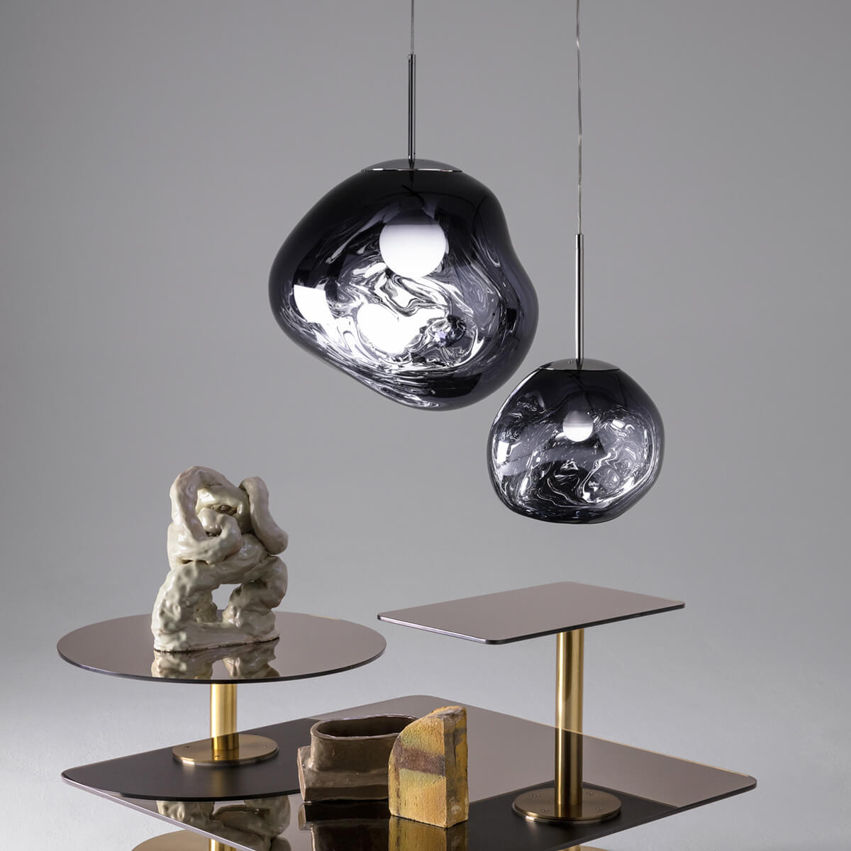 Tom Dixon Melt Mini LED Pendelleuchte und Melt LED Pendelleuchte, Silber
