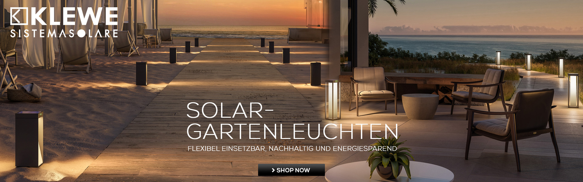 Solarleuchten für Garten, Terrasse & Balkon: LED Solar-Gartenbeleuchtung von Klewe mit modernem Design und kabellosem Betrieb