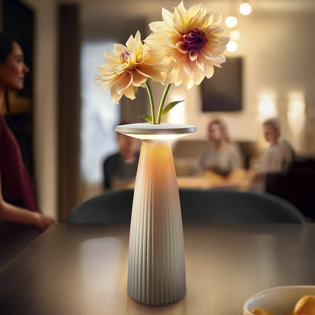 Sigor Nuflair LED Akkuleuchte & Vase, dünenbeige