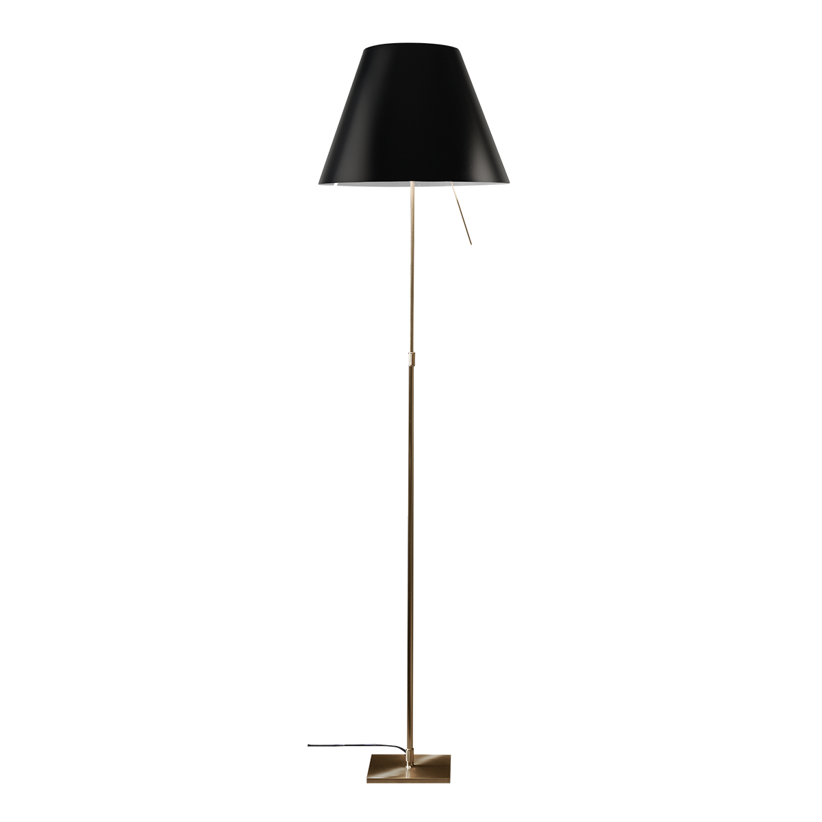 Luceplan Costanza Terra Teleskop mit Touchdimmer, Messing, Schirm: lakritzschwarz