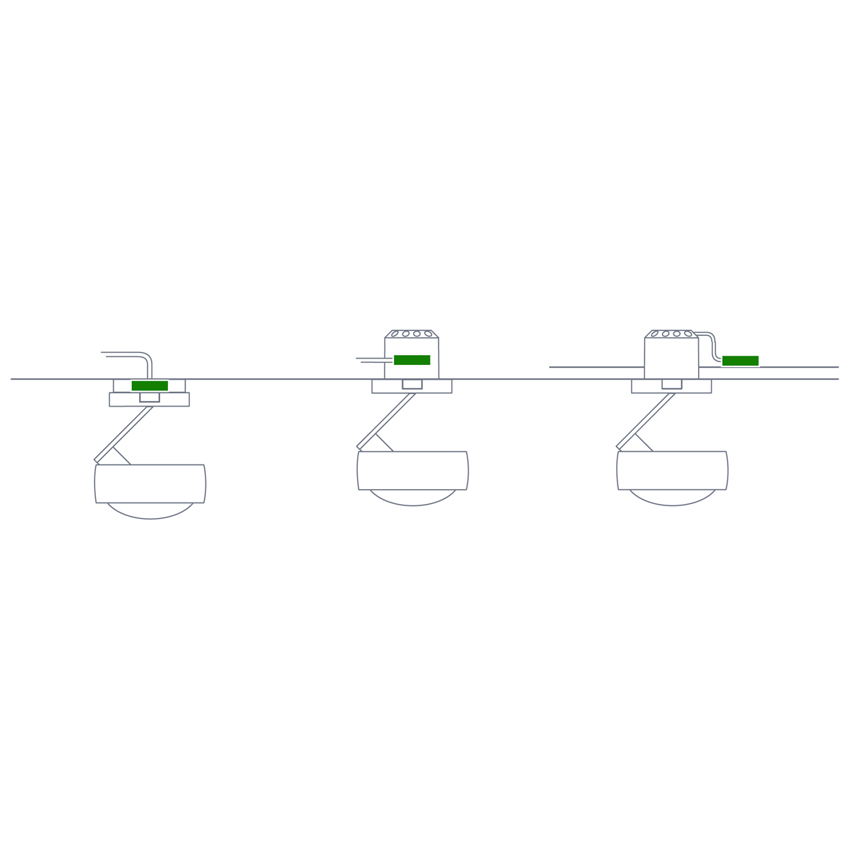 Montage des Occhio air Dimmermoduls in Occhio air Adapter, Hohlraumdosen oder Schalterdosen möglich