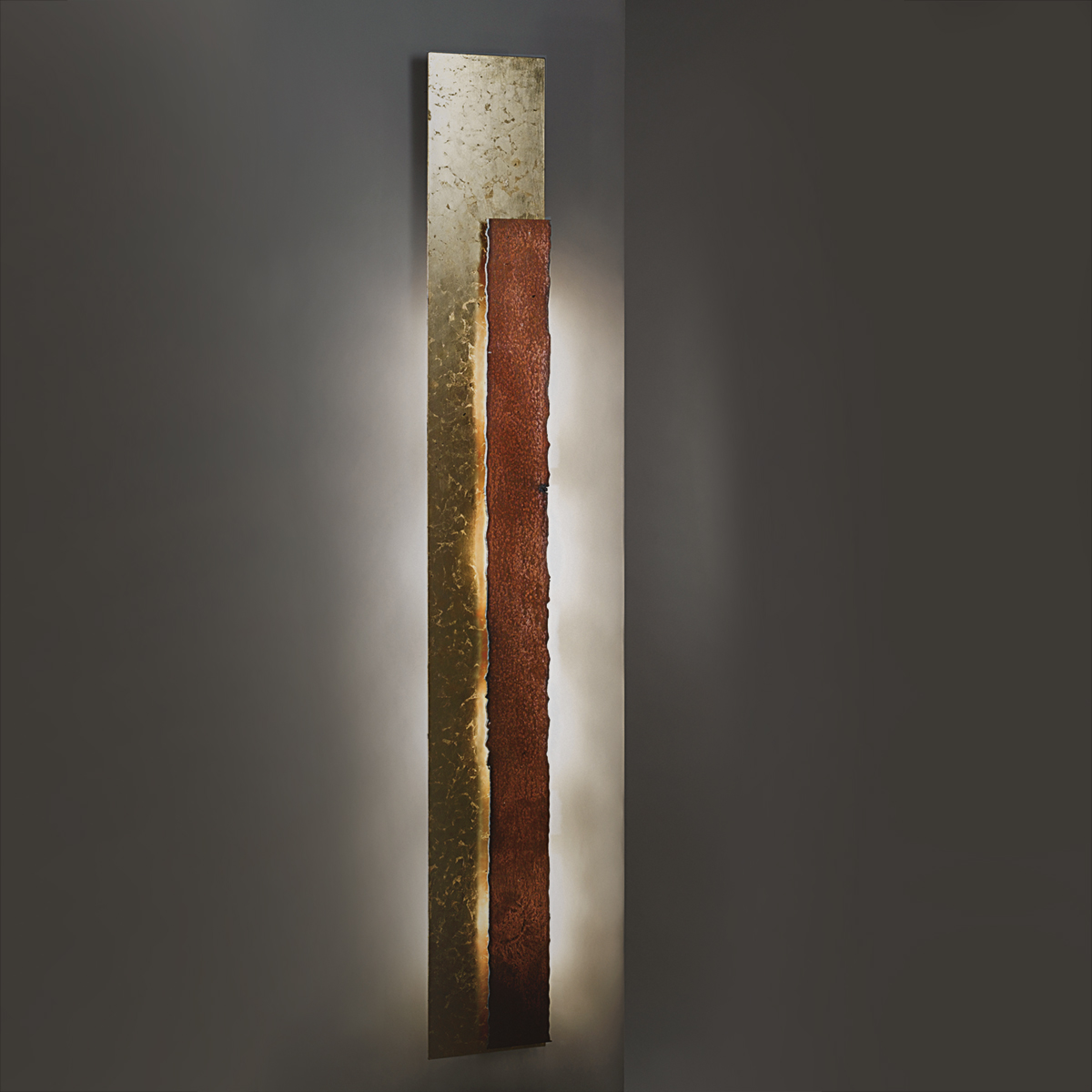 Icone Piastra RG LED Wandleuchte, 160 x 20 cm, Blattgold / Rost