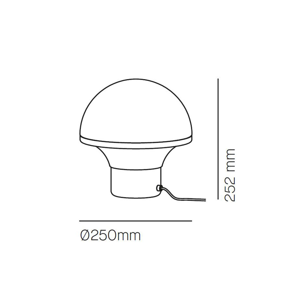 Milan Geyser Tischleuchte, Ø: 25 cm, Maßzeichnung