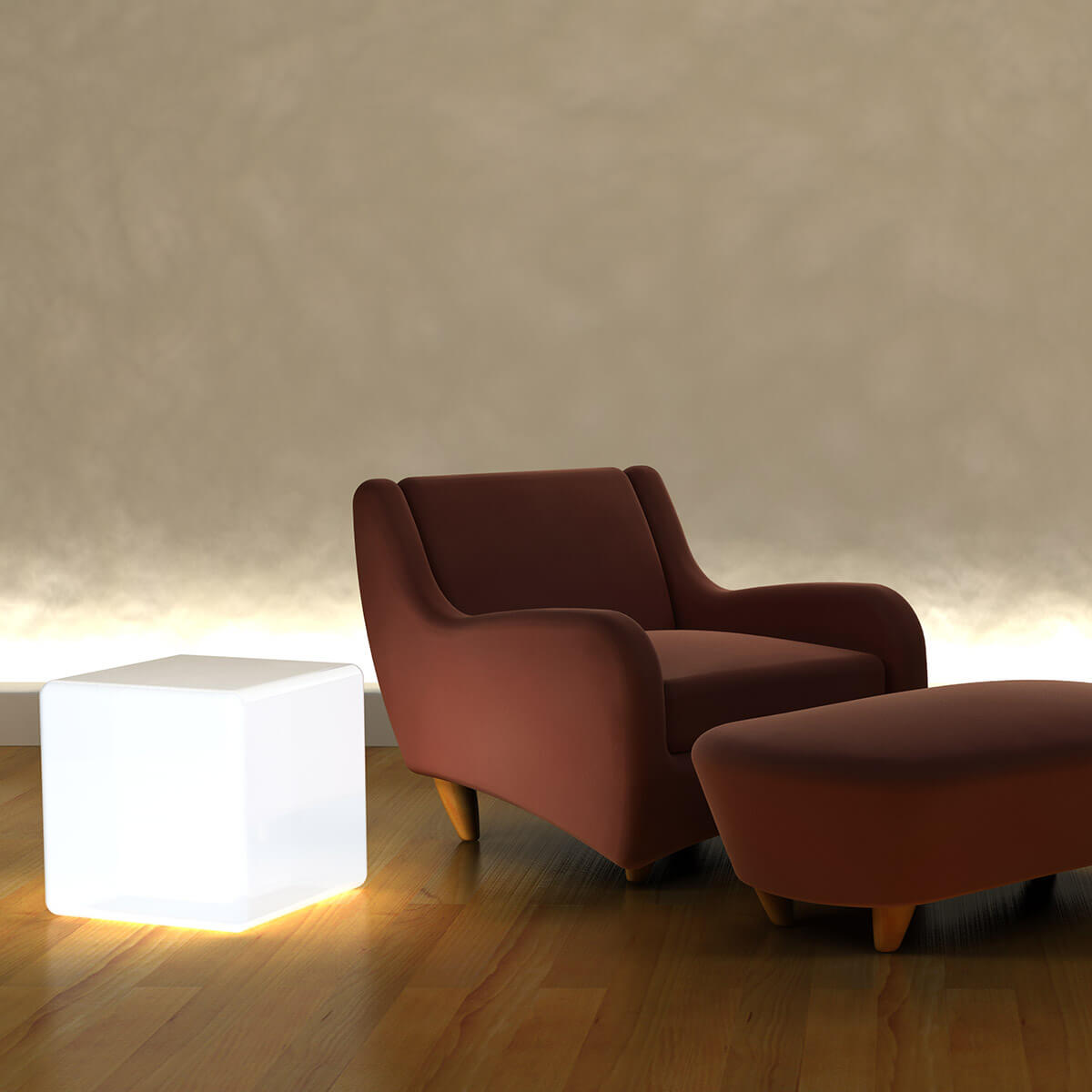 Epstein-Design Würfel RGB-LED Akkuleuchte, 45 cm, weiß