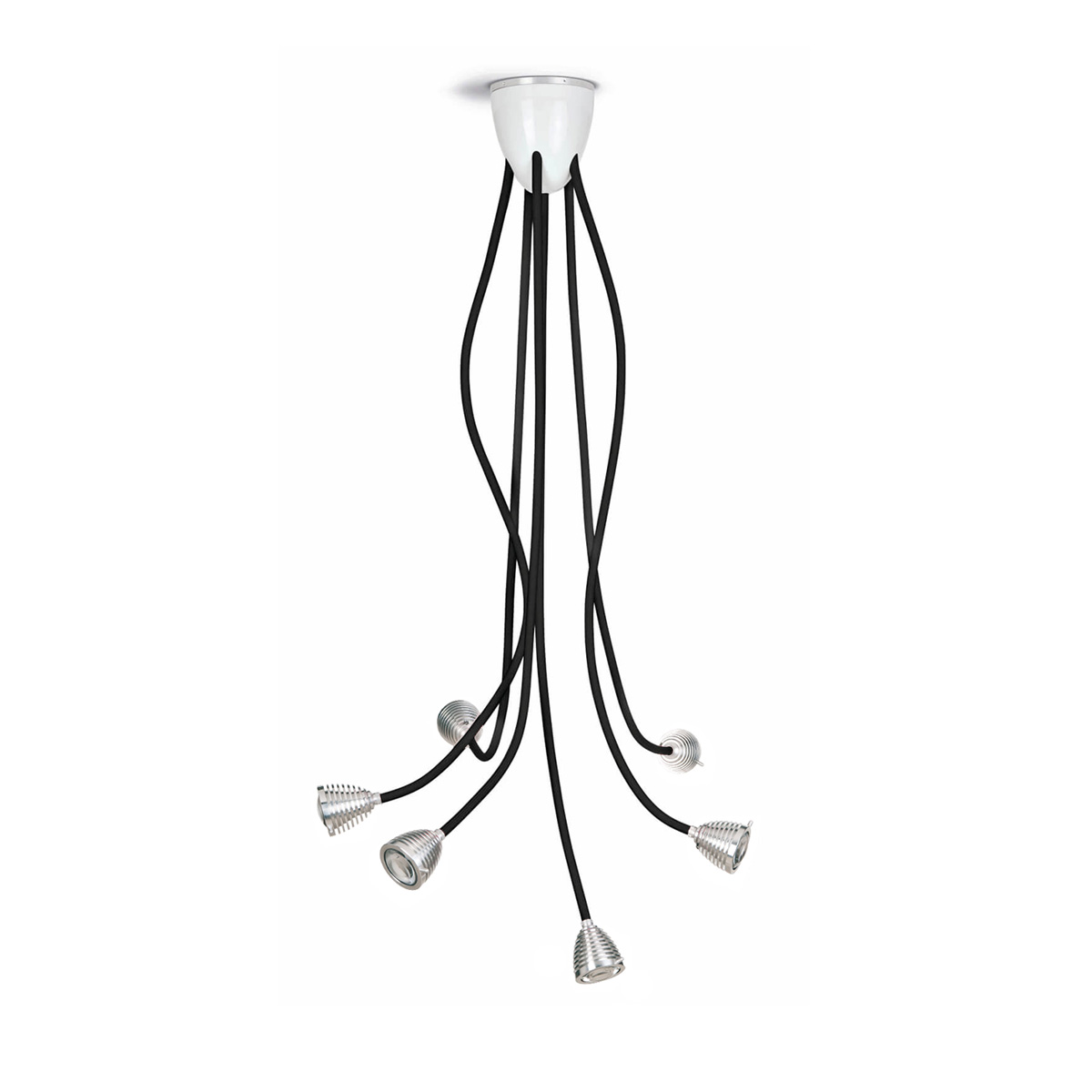 Less'n'more Athene LED Pendel - / Deckenleuchte, 6-flg., Textilkabel: schwarz
