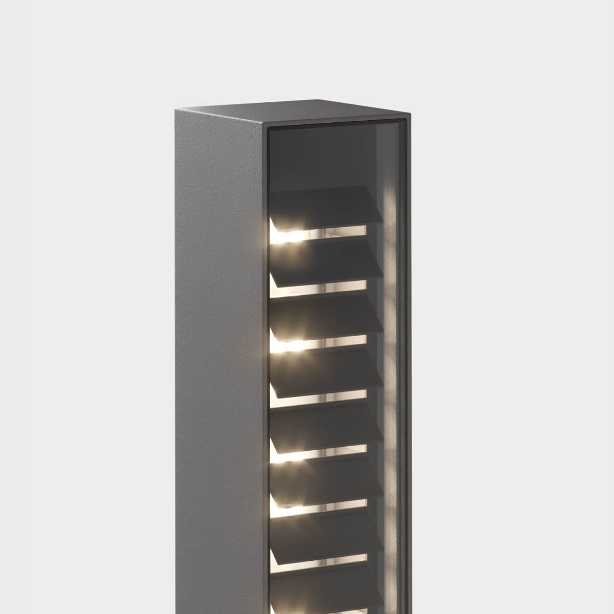IP44.DE Lin LED Pollerleuchte, cool brown (braun), Detail der Lamellen