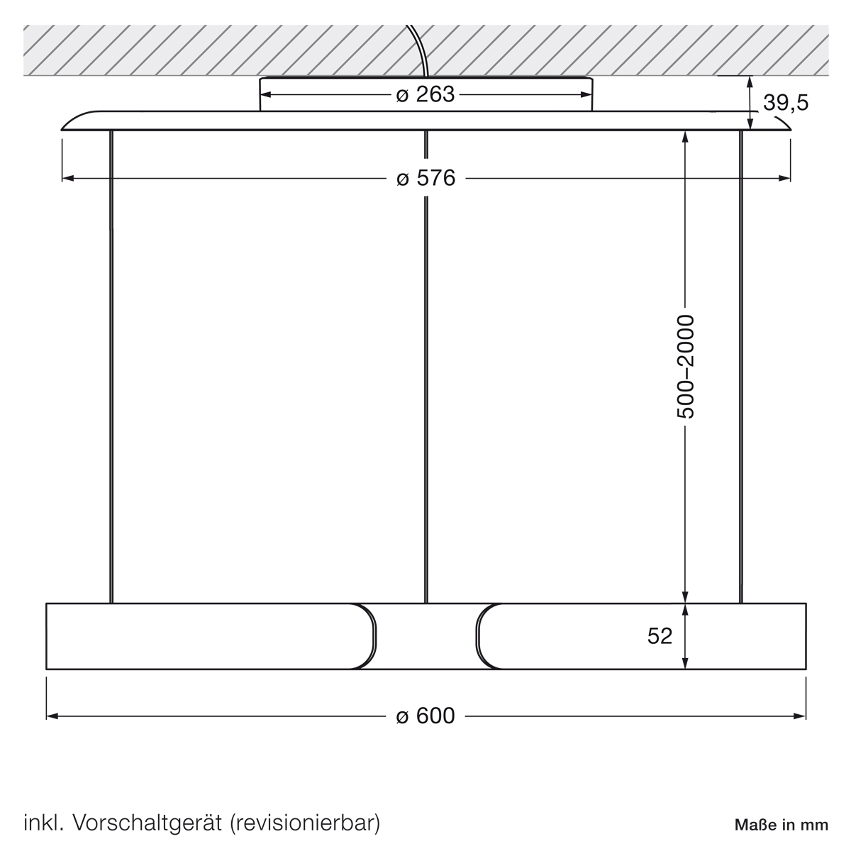 Occhio Mito sospeso 60 var up wide LED Pendelleuchte, variabel, Maßzeichnung