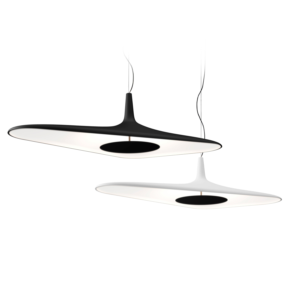 Luceplan Soleil Noir Sospensione, schwarz/weiß und weiß