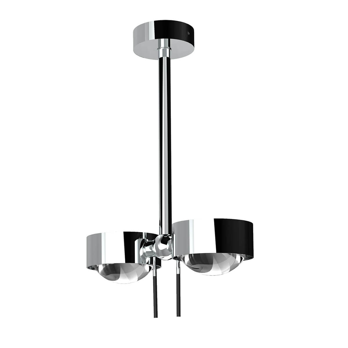 Top Light Puk Mini Side Twin Ceiling Deckenleuchte, 20 cm, Gehäuse, Chrom, mit Linse klar / Glas satiniert (nicht inbegriffen)