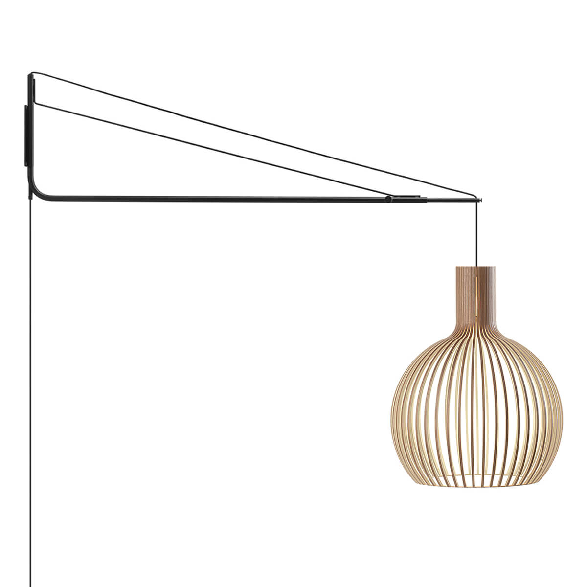 Secto Design Varsi 1000 Wandleuchte mit Octo 4240, schwarz, Schirm: Walnussfurnier