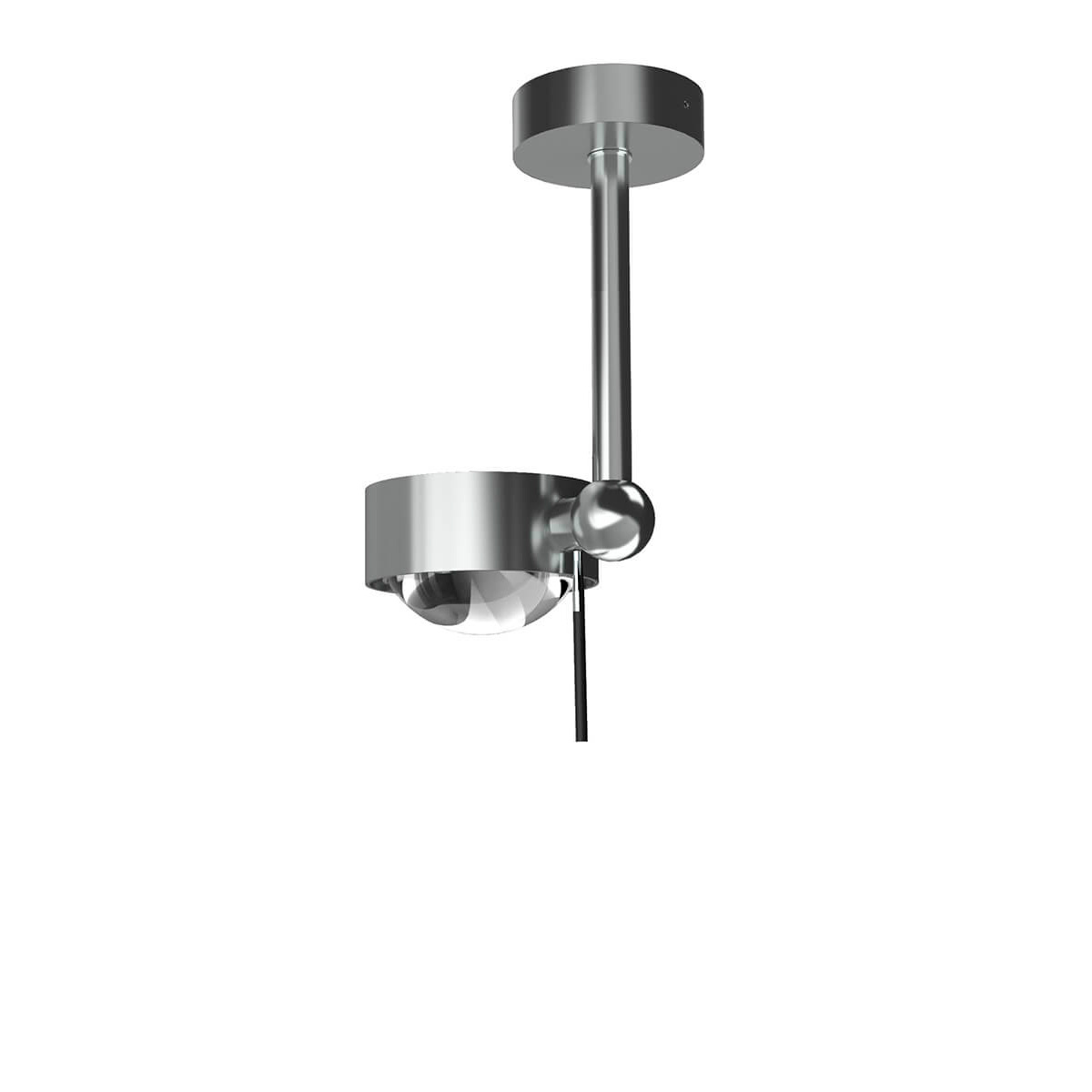 Top Light Puk Mini Side Single Ceiling LED Deckenleuchte, 10 cm, Gehäuse, Chrom matt, mit Linse klar / Glas satiniert (nicht inbegriffen)