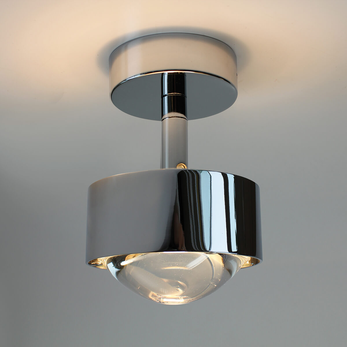 Top Light Puk Mini Turn Up & Down Deckenleuchte, Gehäuse, Chrom, mit Linse klar