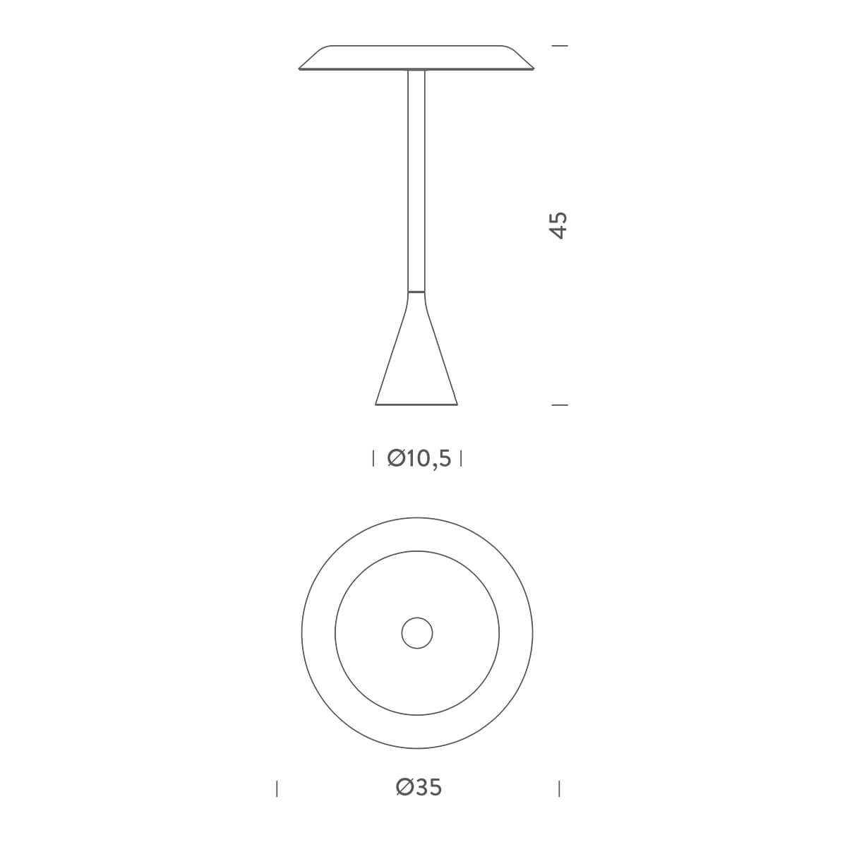 Nemo Panama LED Tavolo, Maßzeichnung