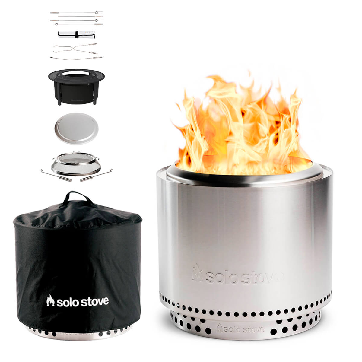 Solo Stove Bonfire 2.0 Feuerschale mit Standfuß & Surround, Premium-Set, Edelstahl