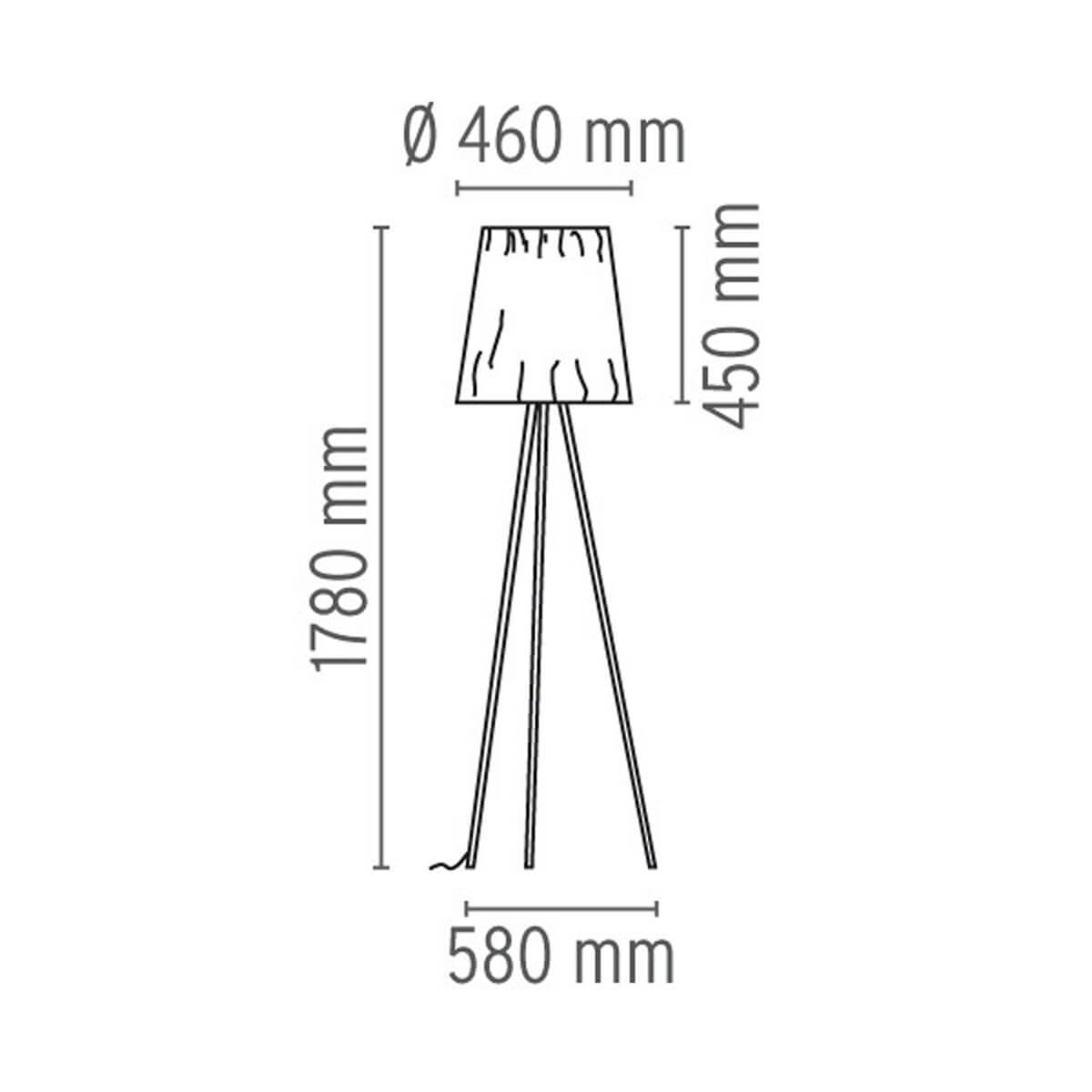 Flos Rosy Angelis Stehleuchte, Maßzeichnung