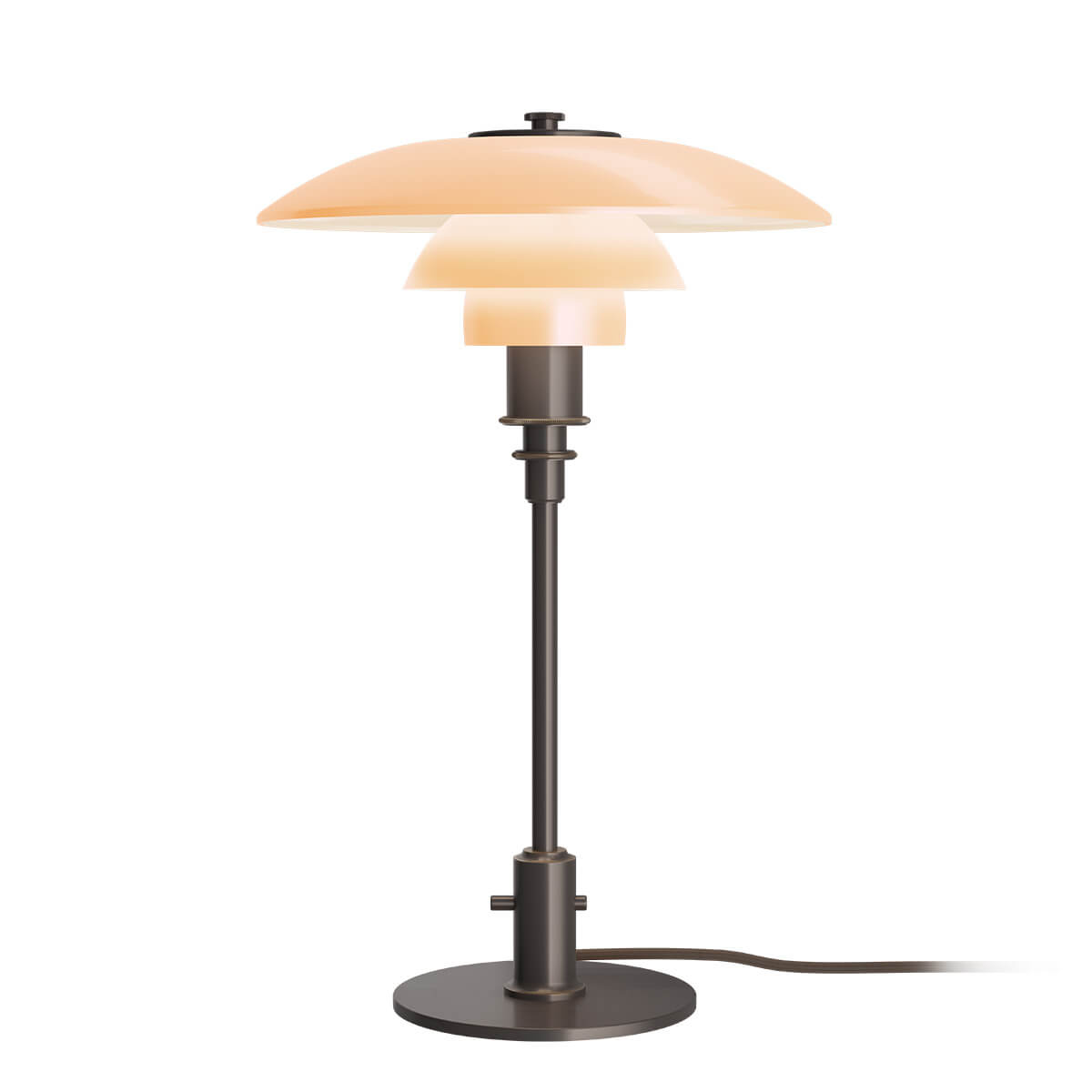 Louis Poulsen PH 3/2 Dusty Terracotta Tischleuchte Limited Edition, Messing brüniert (eingeschaltet) PH 3/2 Dusty Terracotta Tischleuchte Limited Edition