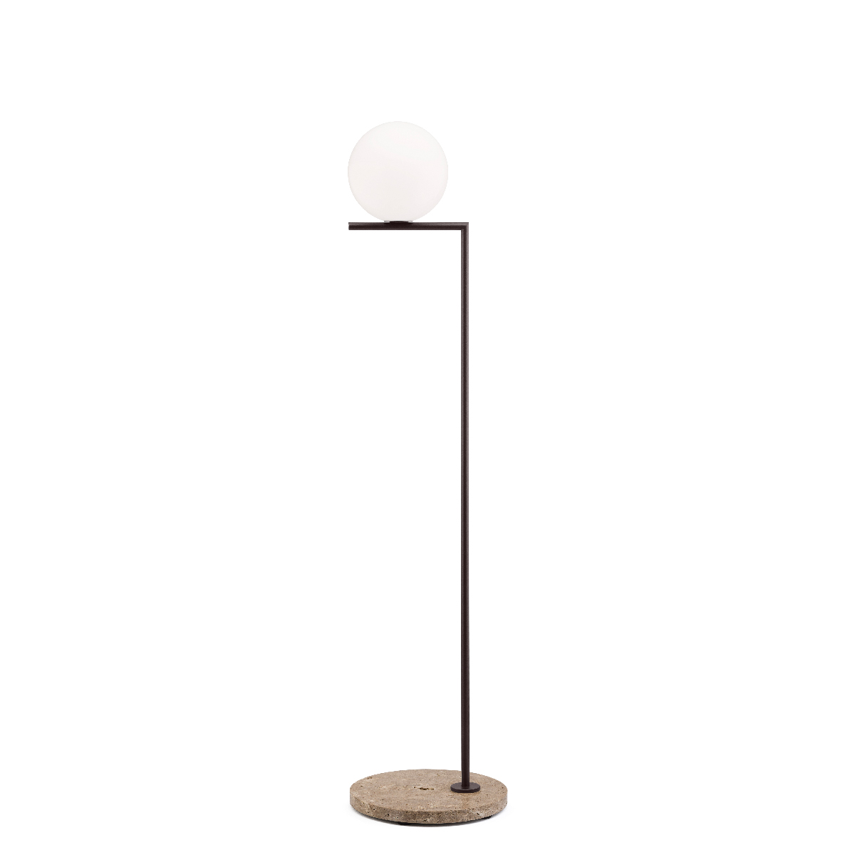 Flos IC F1 Outdoor Stehleuchte, dunkelbraun, Fuß: Travertino Imperiale