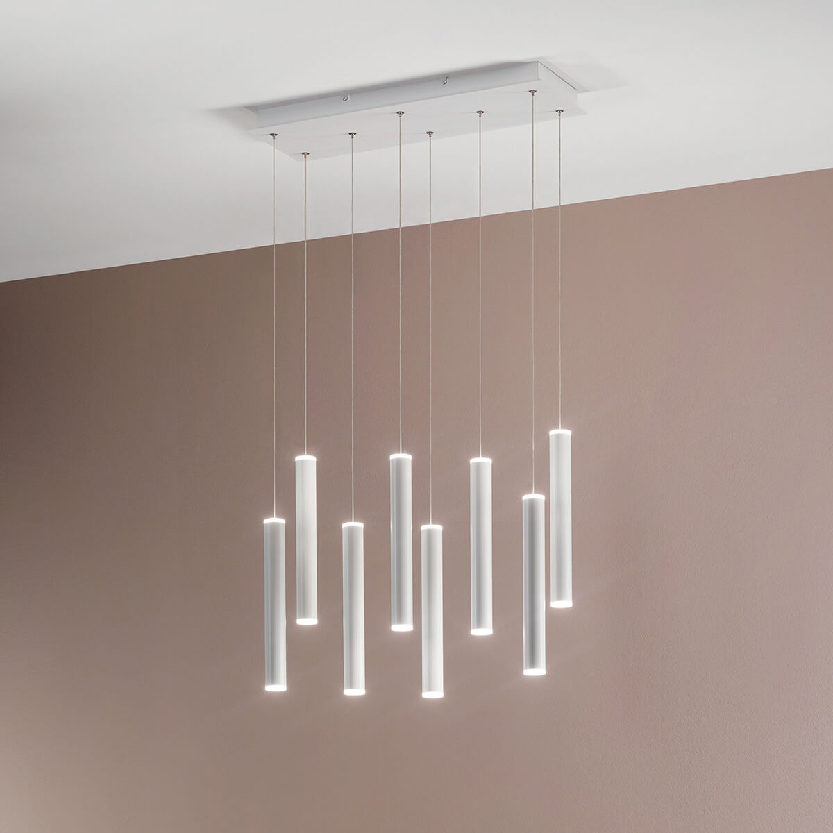 Fabas Luce Prado LED Pendelleuchte, 8-flg., weiß