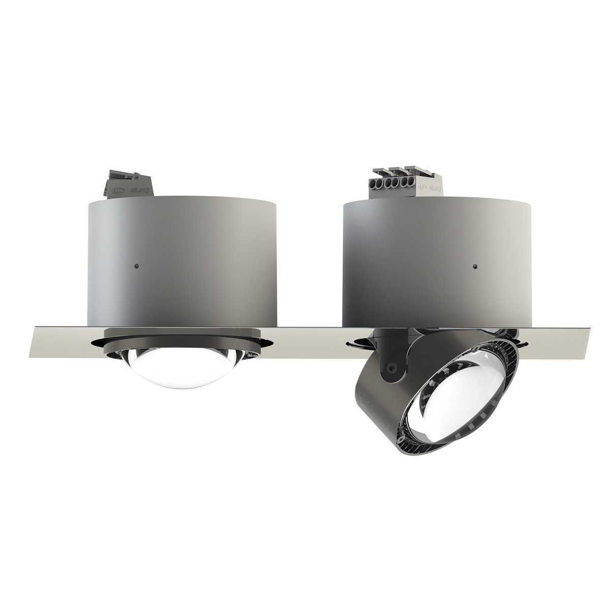 Top Light Puk Mini Inside Twin Einbauleuchte, Gehäuse, Auslaufmodell, anhrazit lackiert / Chrom, mit Linse klar (nicht inbegriffen) Puk Mini Inside Twin Einbauleuchte, Gehäuse, Auslaufmodell