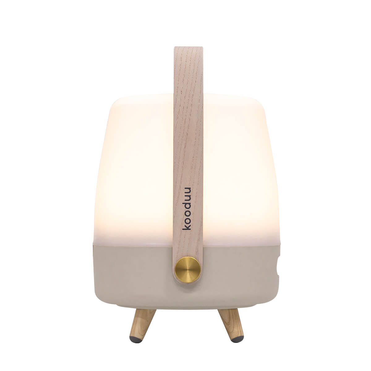 Kooduu Lite-up Play Mini 2.0 Sound by JBL LED Akkuleuchte & Bluetooth Lautsprecher, Sand, Seitansicht (eingeschaltet)