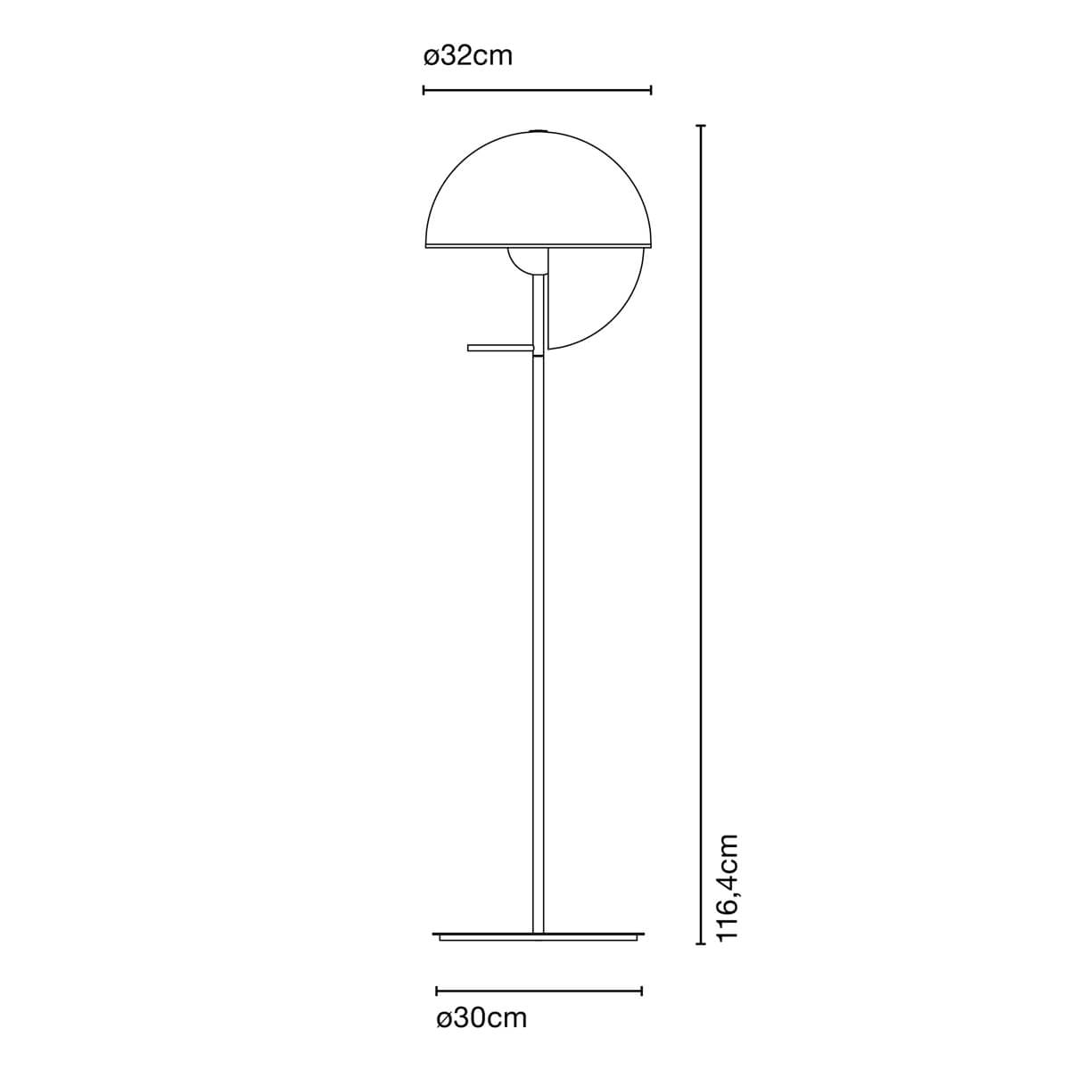 Marset Theia P LED Stehleuchte, Maßzeichnung