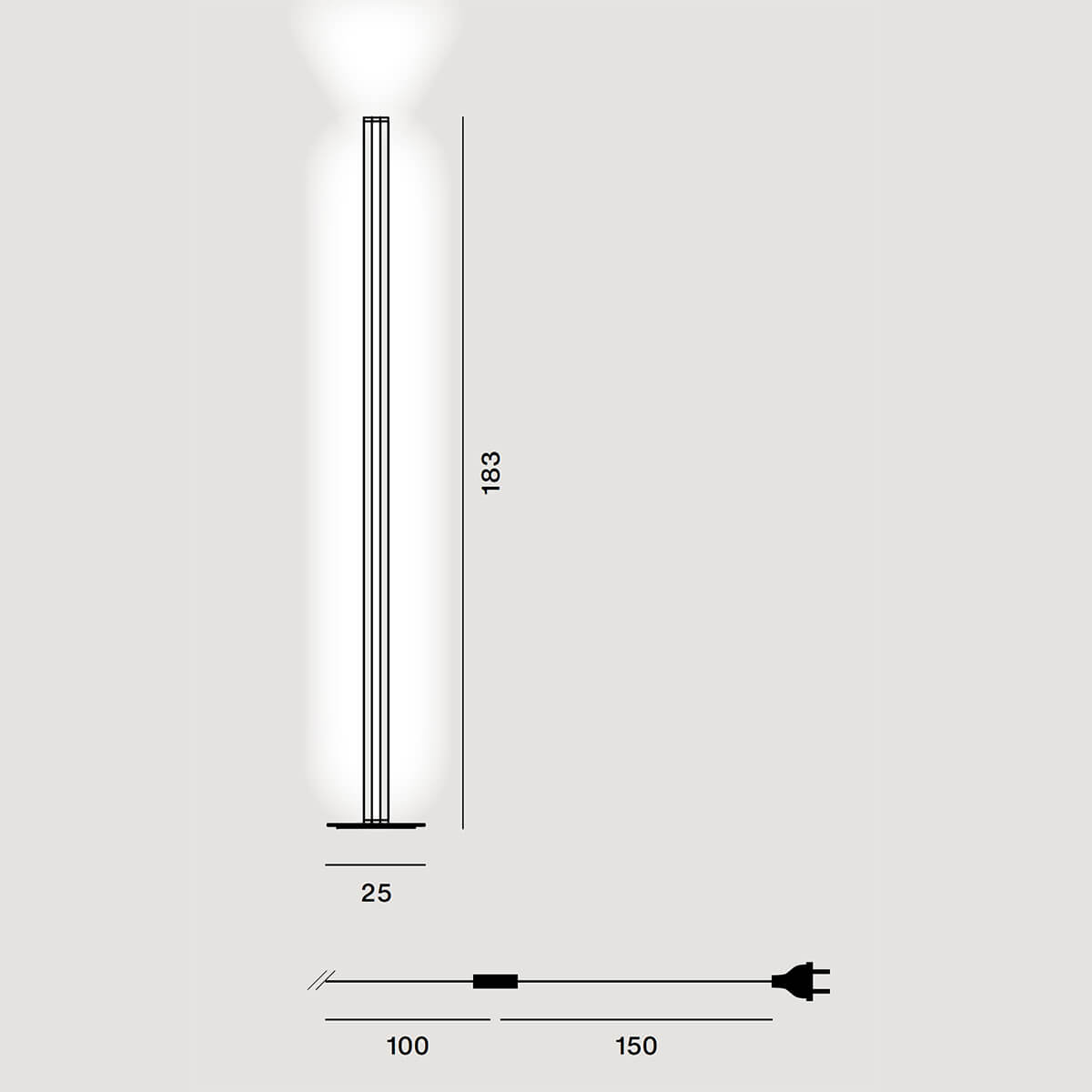 Foscarini Chiaroscura LED Terra, Maßzeichnung