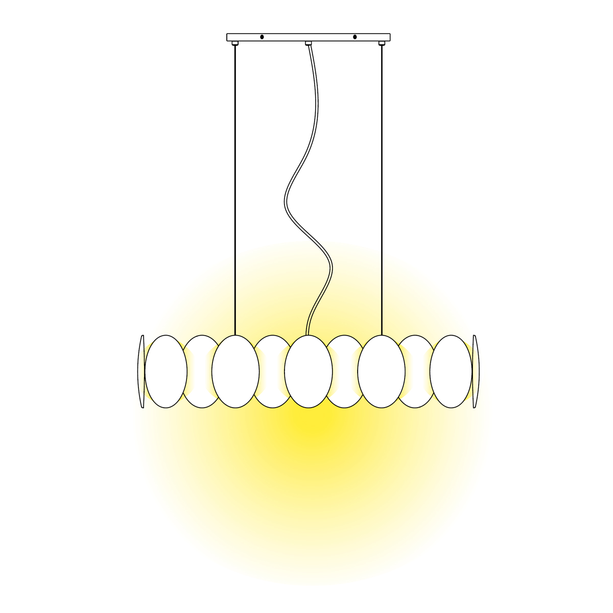 Milan Obolo Pendelleuchte, oval, Lichtwirkung