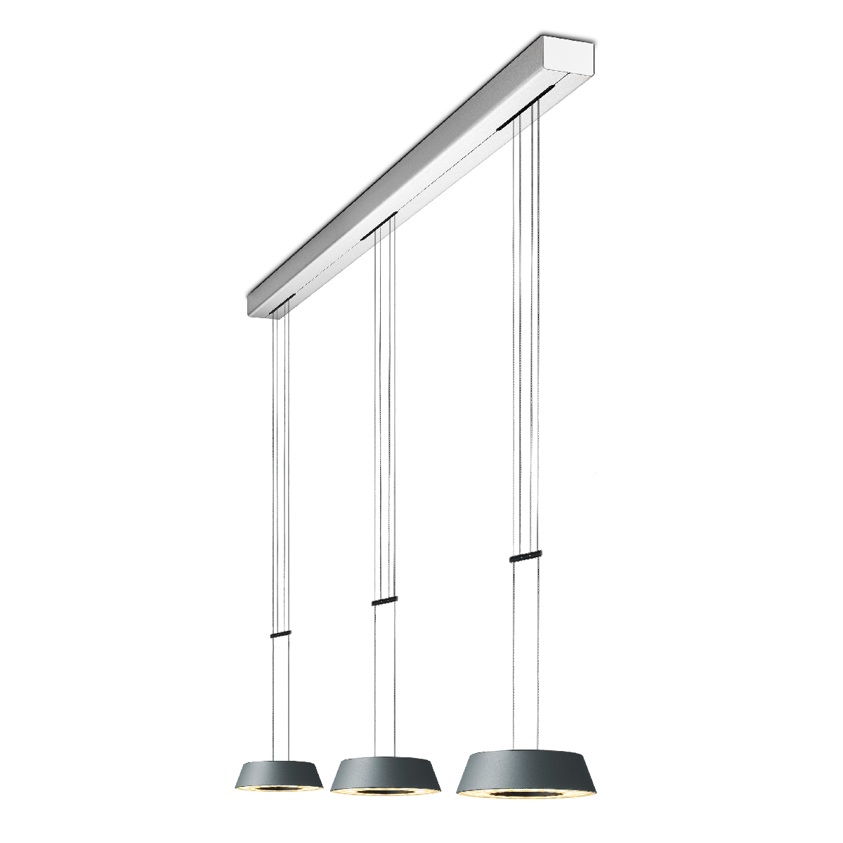 Oligo Glance LED Pendelleuchte, 3-flg., grau matt