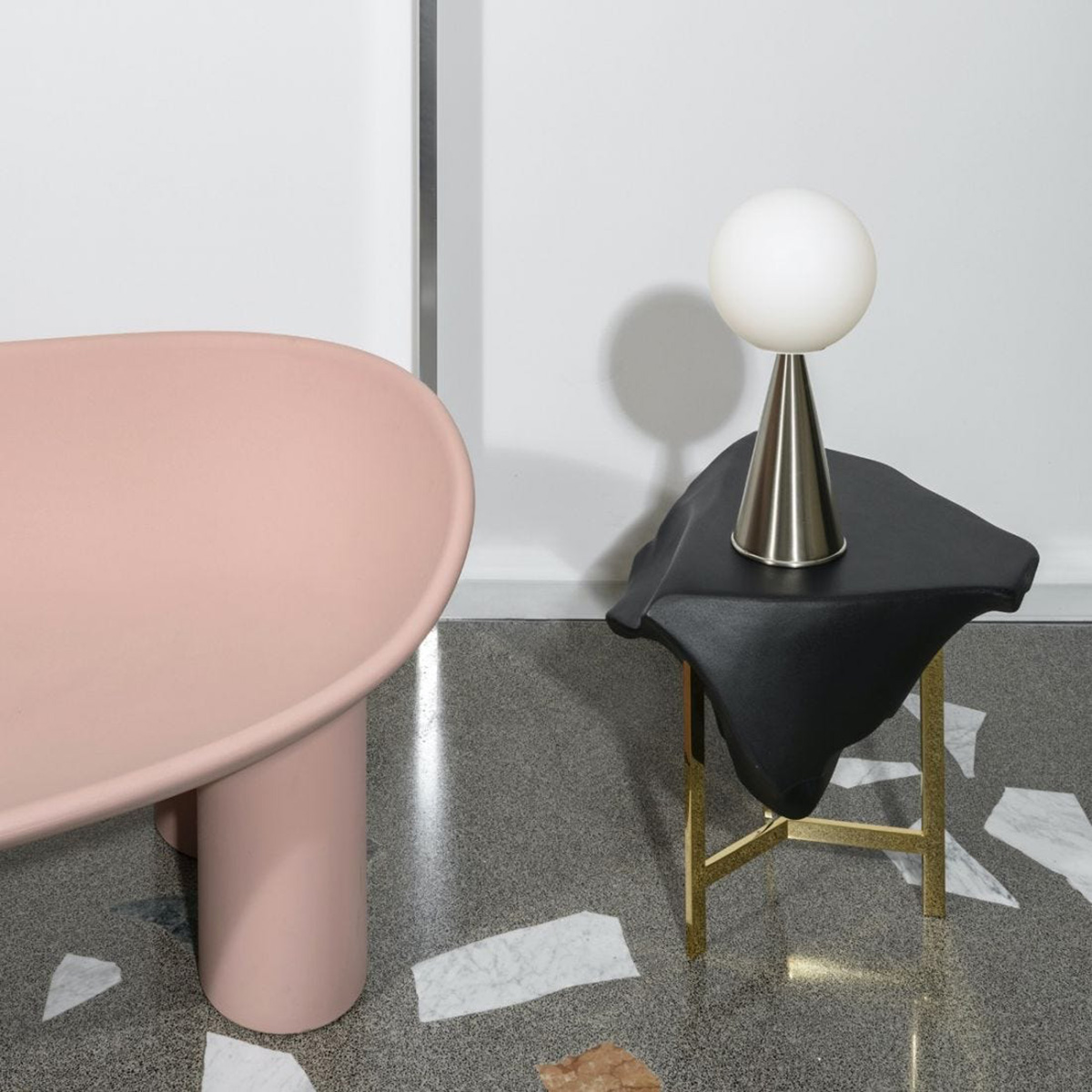 Fontana Arte Bilia Tischleuchte, Nickel gebürstet