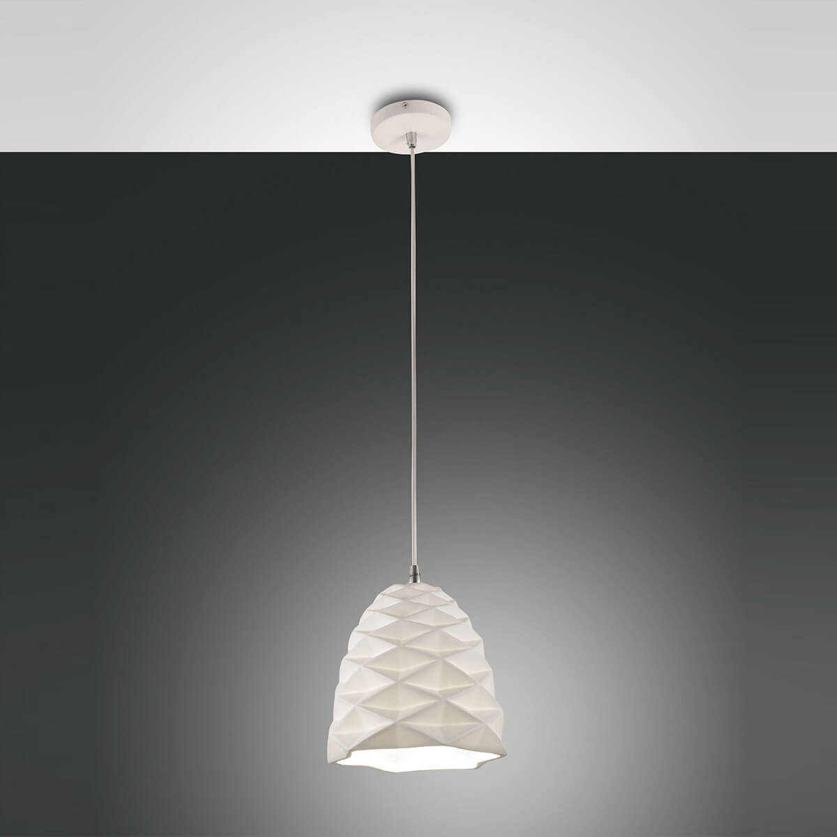 Fabas Luce Duchessa Pendelleuchte, Ø: 20 cm, Keramik weiß