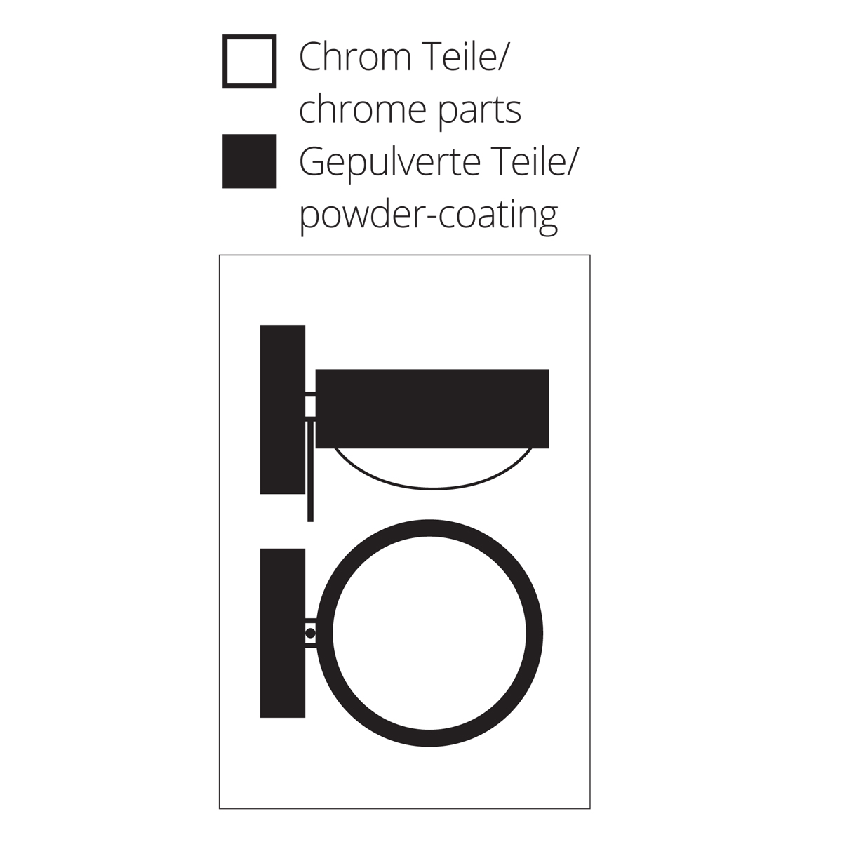 Top Light Puk Maxx Wall + LED Wandleuchte, Oberflächenbeschaffenheit der Bicolor-Versionen