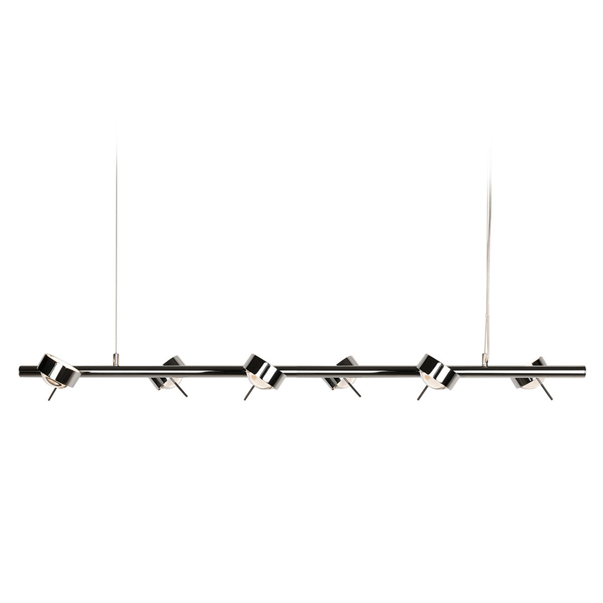 Top Light Puk Sixtett Pendelleuchte, Chrom, mit Einsätzen Glas satiniert / Linse klar