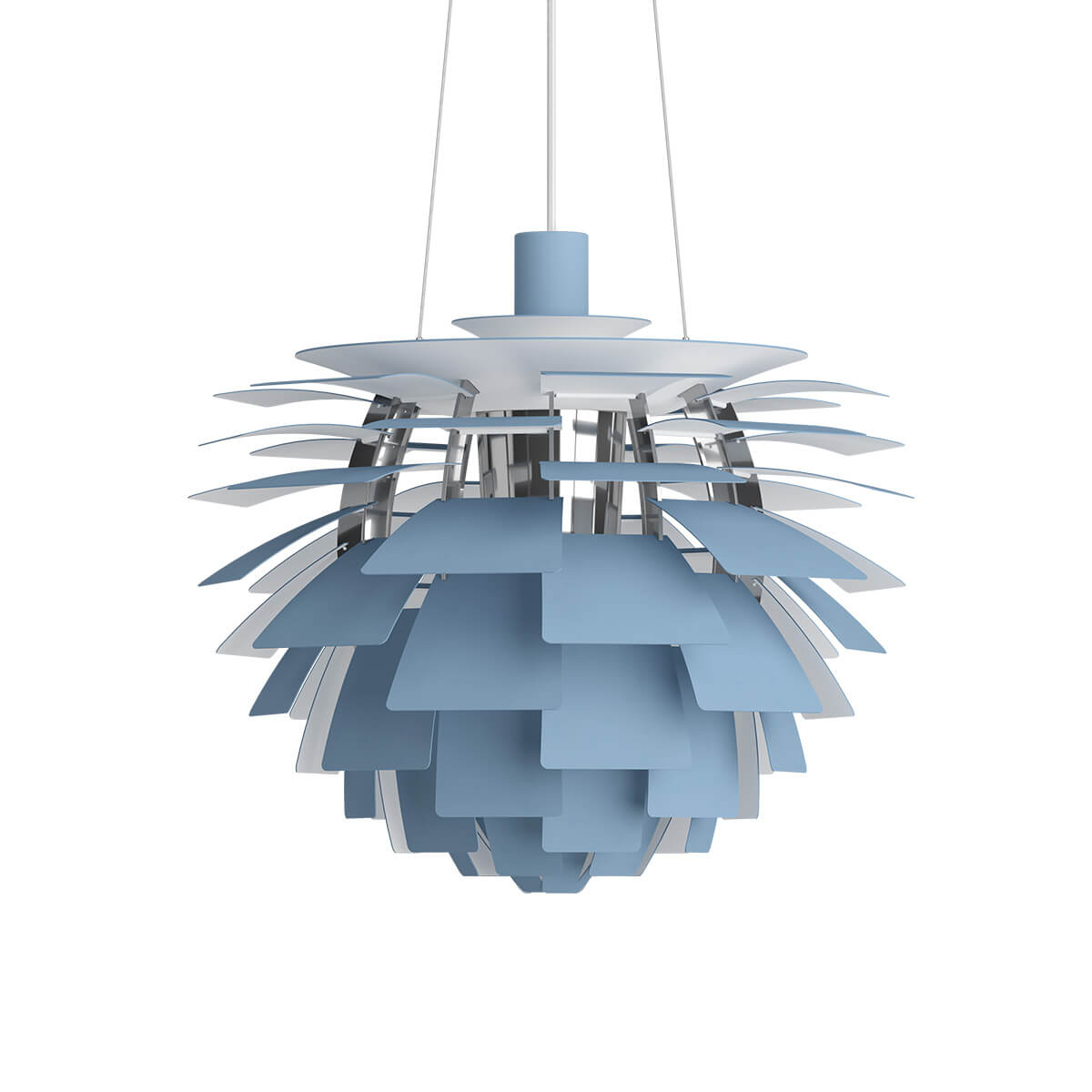 Louis Poulsen PH Artichoke 480 Pendelleuchte, Ø: 48 cm, Dusty blue / Chrom (ausgeschaltet)