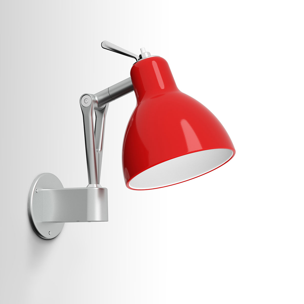Rotaliana Luxy W0 Wandleuchte Gestell: silberfarben, Schirm: rot glänzend