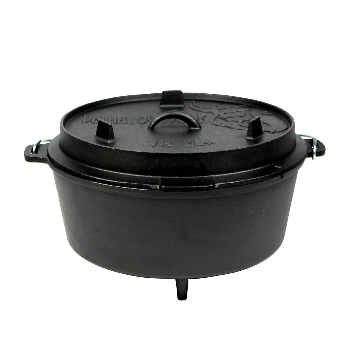 Valhal Outdoor Dutch Oven / Feuertopf 12L mit Füßen, Gusseisen schwarz Dutch Oven / Feuertopf 12L mit Füßen