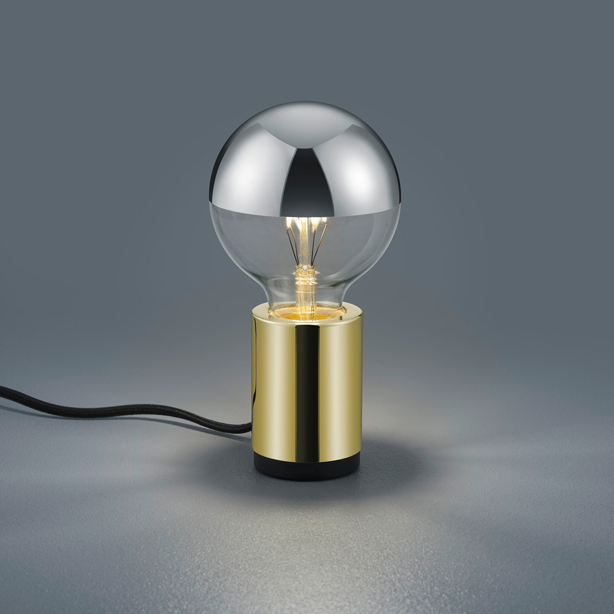 Helestra Pix Tisch- / Wandleuchte Fassung: Messing poliert, Kabel: schwarz