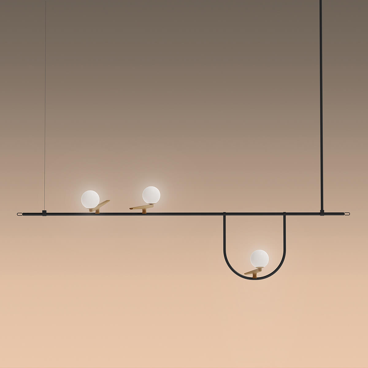 Artemide Design Yanzi 1 LED Sospensione, schwarz / Messing gebürstet