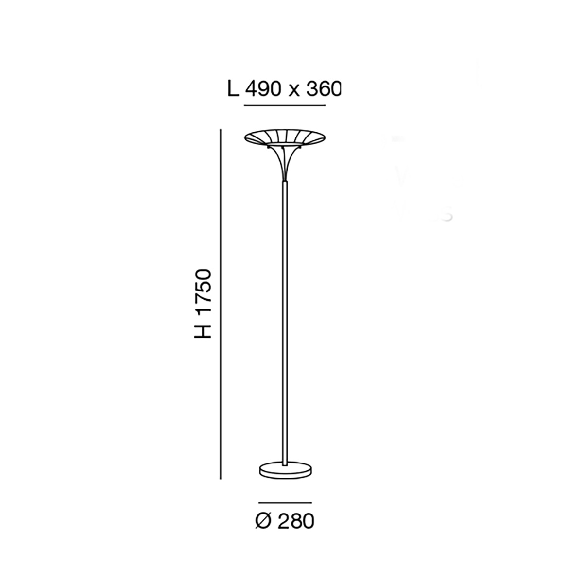 Fabas Luce Vela LED Stehleuchte, Maßzeichnung