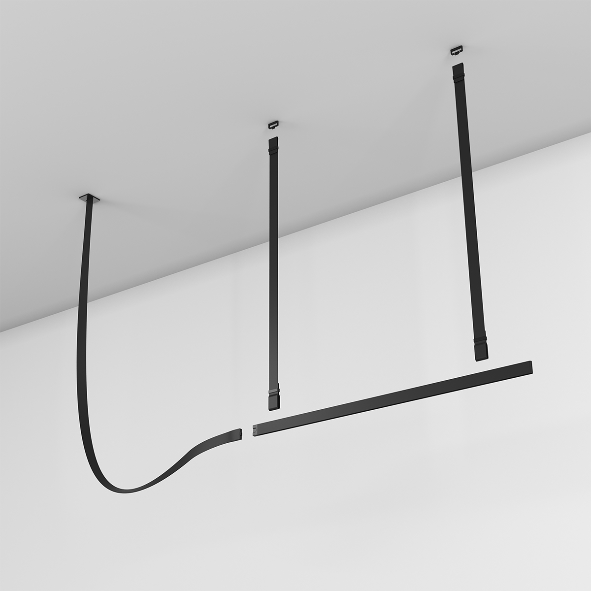 Flos Belt LED Pendelleuchte, Leder schwarz, Einzelelemente